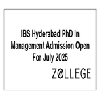 IBS Hyderabad PhD In Management Admission Open For July 2025